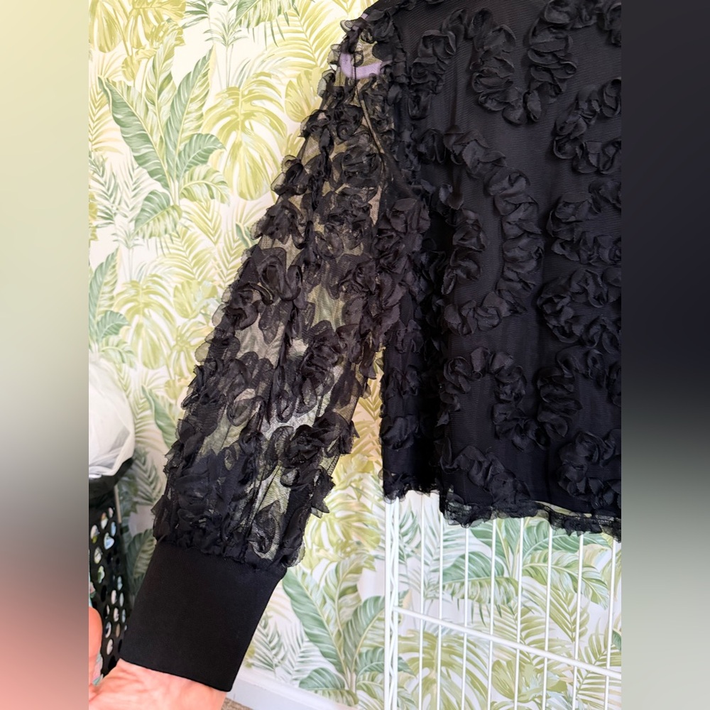Chic Black Ruffle Top - Picture 3 of 7